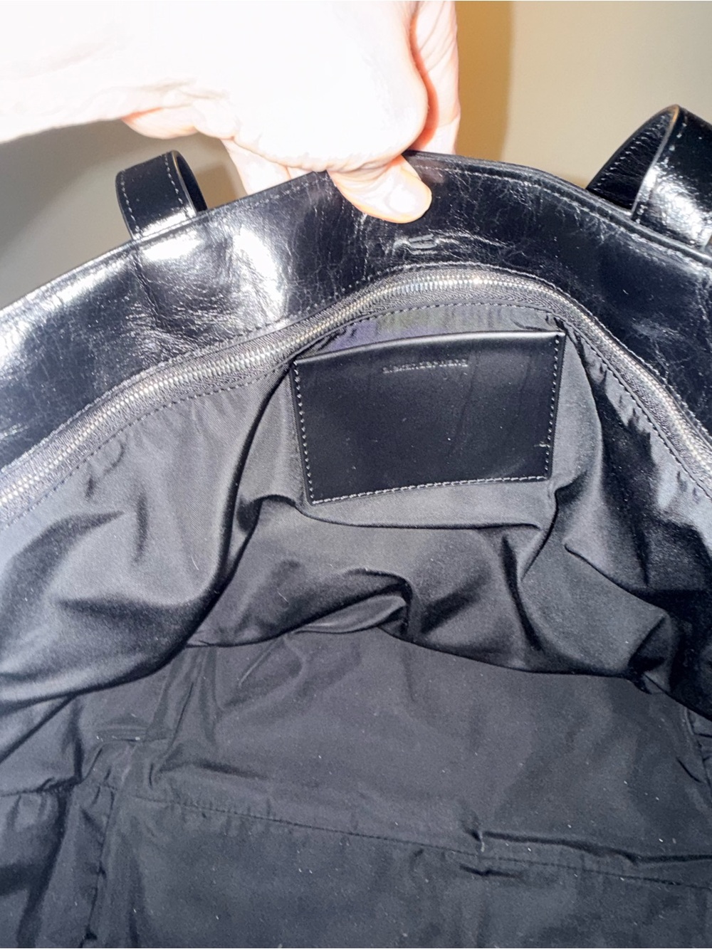 Alexander Wang Black Crinkled Leather Punch Large Tote Bag Pristine $595 Current - Picture 7 of 7